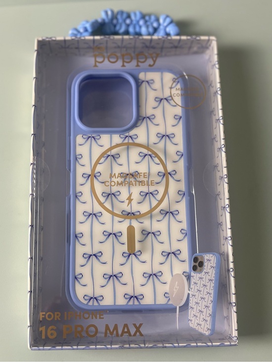 Other - iPhone 16 Pro Max Case — Light Blue Bow Pattern